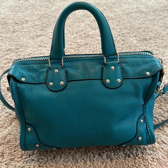 Coach leather rhyder bag satchel crossbody purse blue teal like new - Picture 3 of 4
